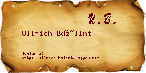 Ullrich Bálint névjegykártya